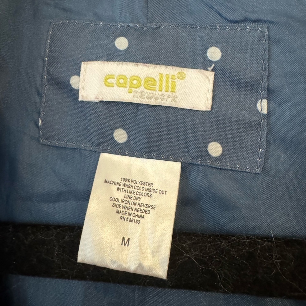 Capelli Women's Water Resistant Rain Trench Coat ~ Blue Polka Dot size M - Picture 4 of 10